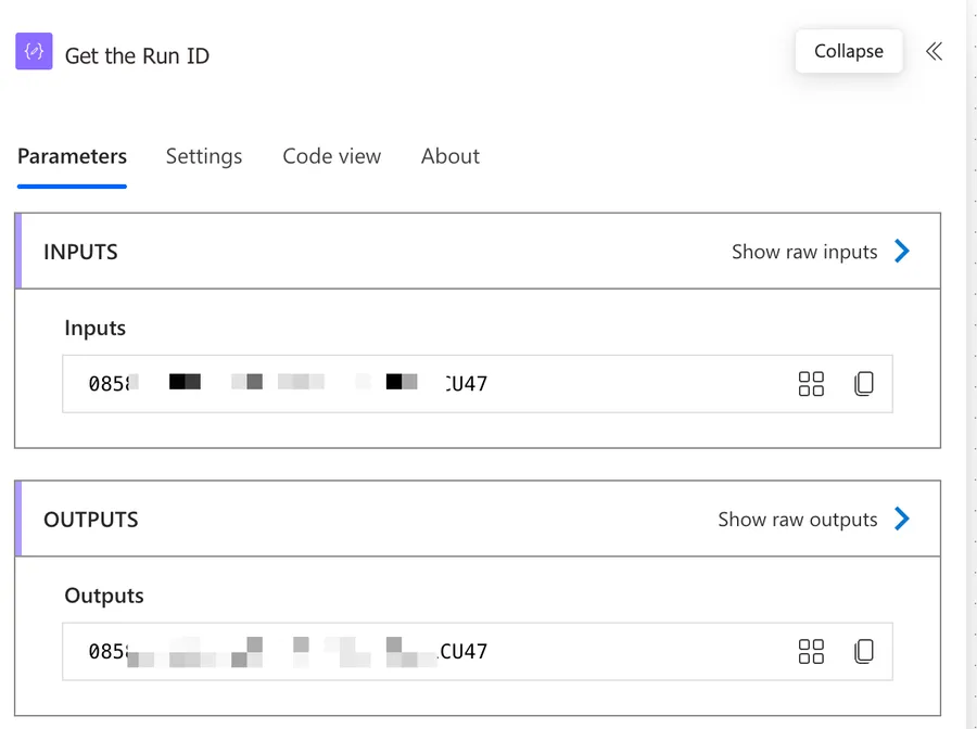 result on getting the run ID