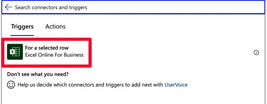 Pick in the list of triggers the "for a selected row"