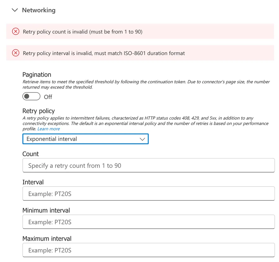 Exponential interval settings