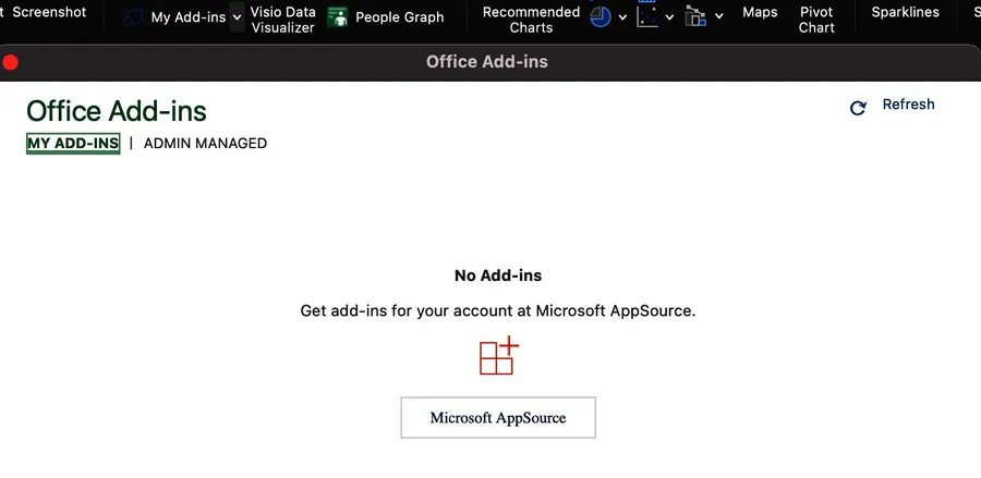 list of Excel's add-ins installed and to install