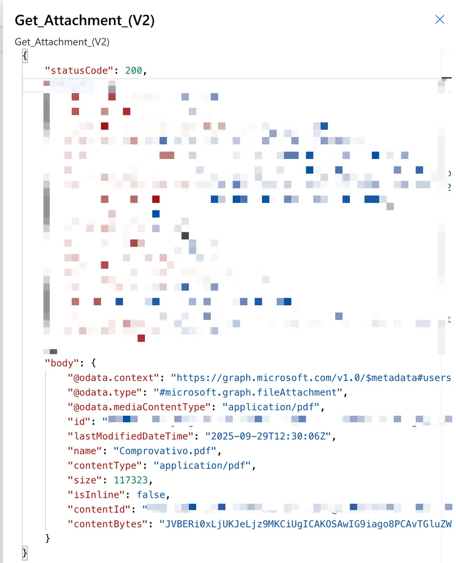 Outlook Get Attachment action output
