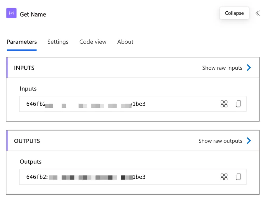 Result of the Flow getting the name