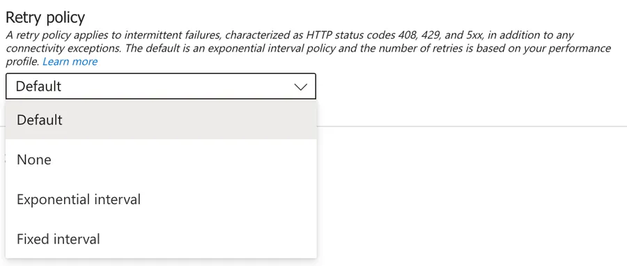 Retry policy options