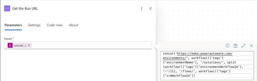 Get the Flow run URL